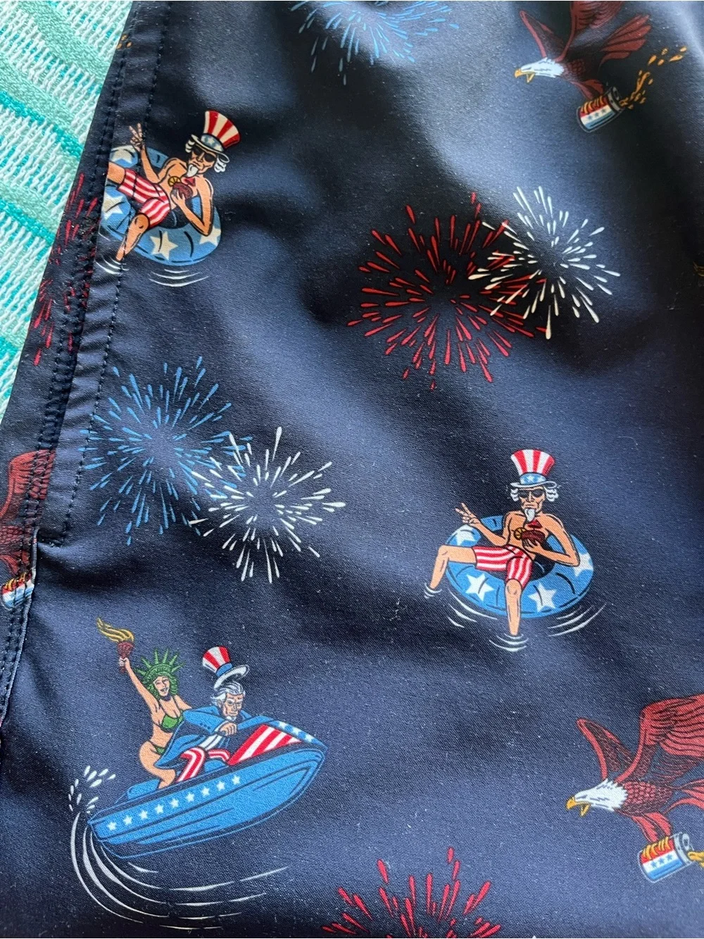 Hurley Navy Swim Board Shorts with Red & White Patriotic Accents